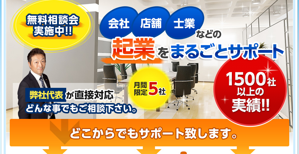 会社・店舗・士業などの起業をまるごとサポート